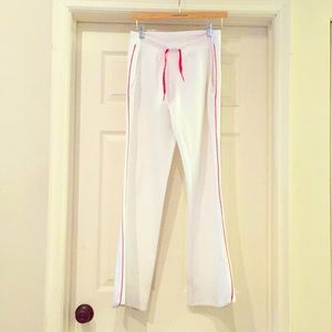 Puma white large tic pants with pink trim